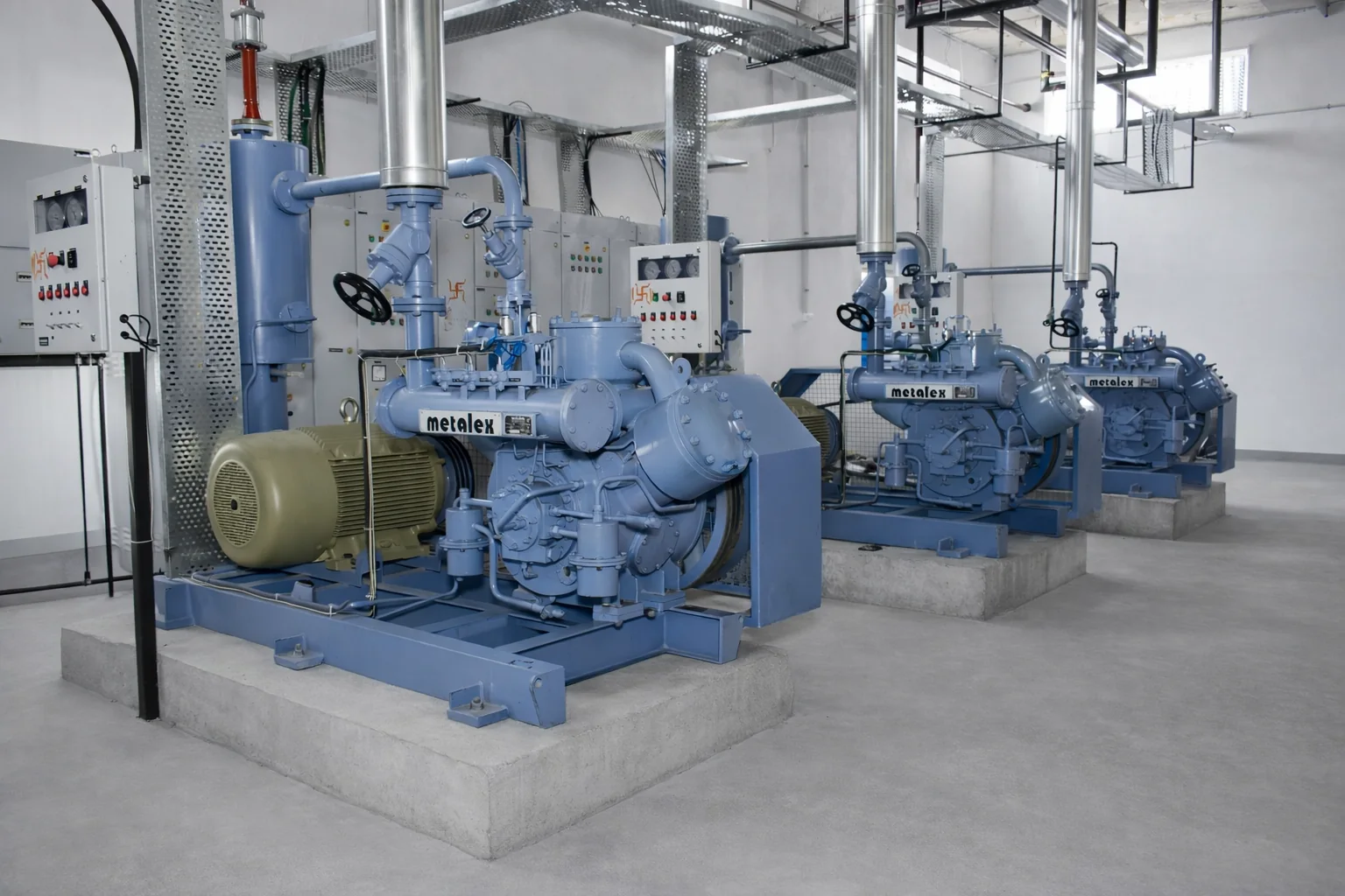 Industrial ammonia refrigeration compressor and control panel